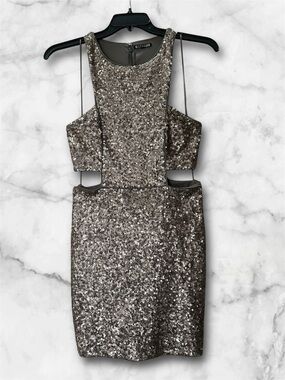 Express Gold Sequin Cut Out Party Club Dress Size 10